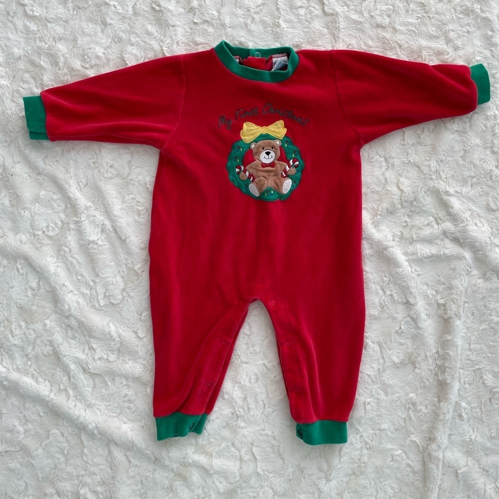Vintage 90s All Mine My First Christmas One Piece Romper 18 Months